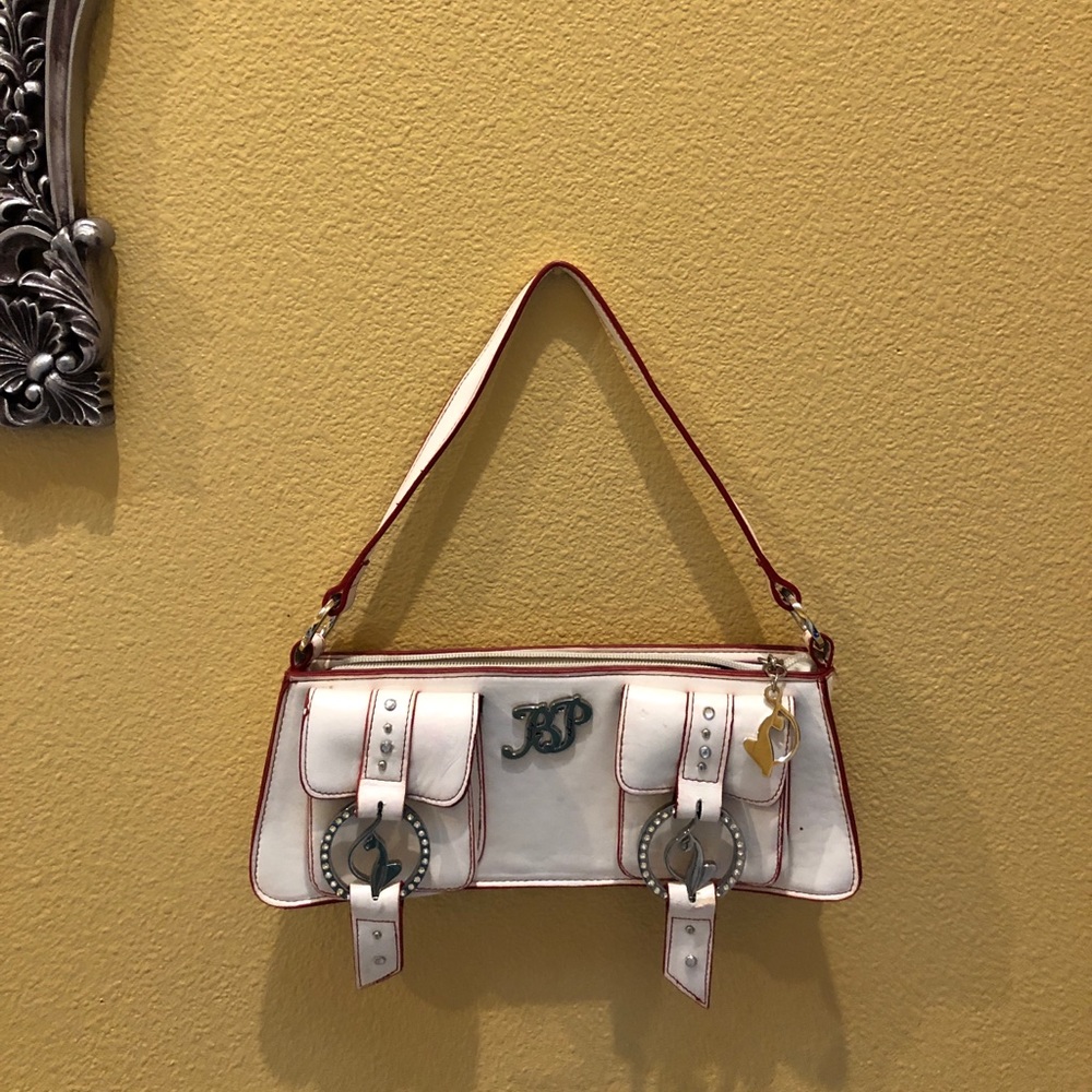Baby Phat white and red trimmed leather purse